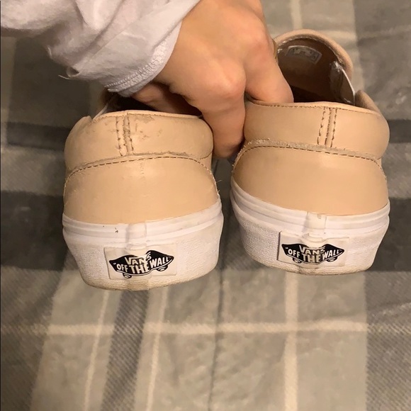 Pink Nude Leather Vans Slip Ons 